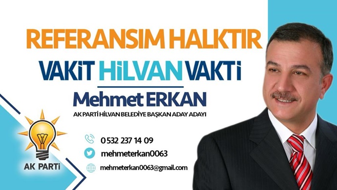 MEHMET ERKAN AK PARTİ HİLVAN BELEDİYE BAŞKAN ADAY ADAYI OLDU